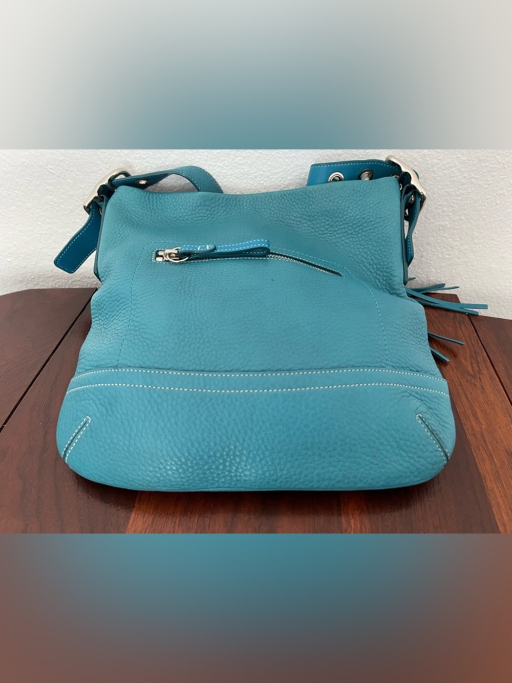 Coach Legacy Slim Shoulder Crossbody Bag in Teal Pebbled Leather 1427 like new - Picture 15 of 15